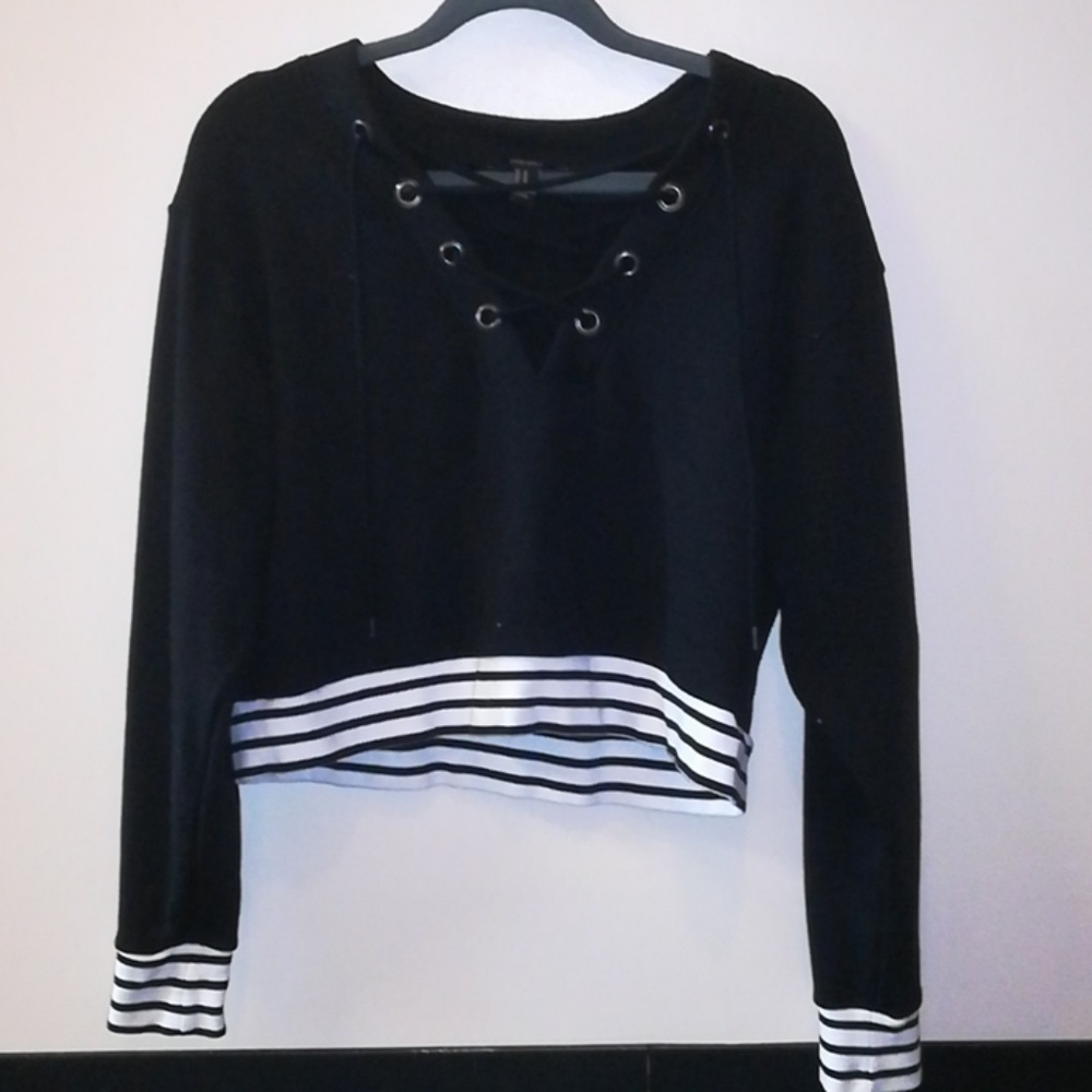 Lace Up Crop Sweatshirt
